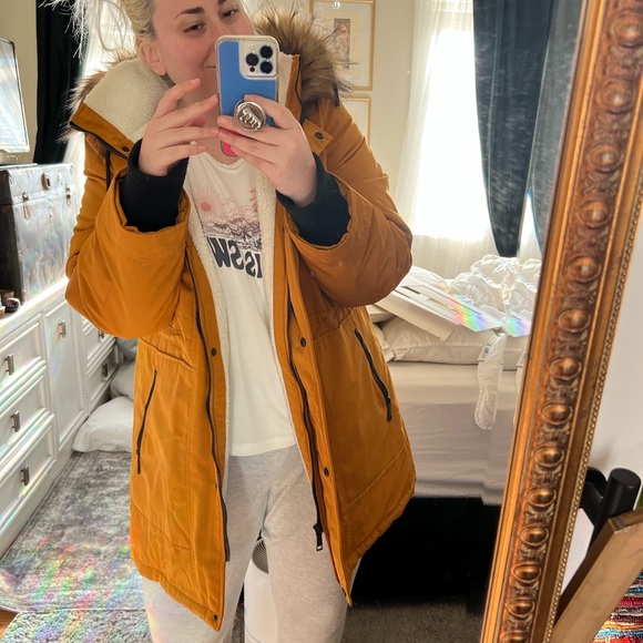 NWT NEVER WORN Incredible luxe Nine West mustard yellow winter coat XXL - Picture 9 of 11